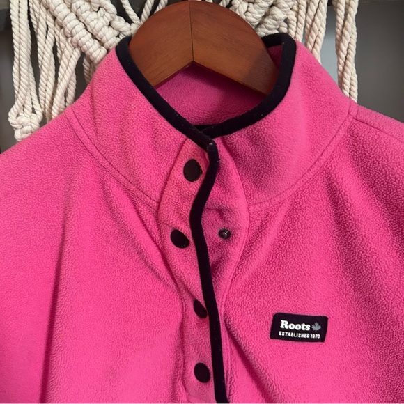 Roots fleece Sherpa Pullover Sweater Snap Pink - Picture 2 of 7
